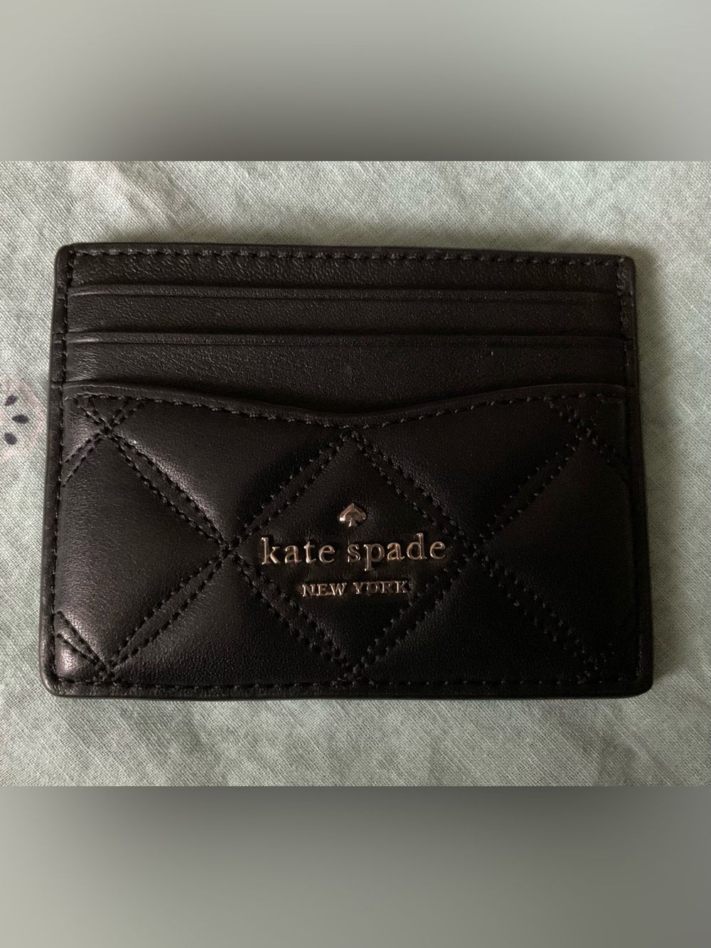 NWOT Kate Spade Natalia Small Slim Card Holder Quilted Leather Black